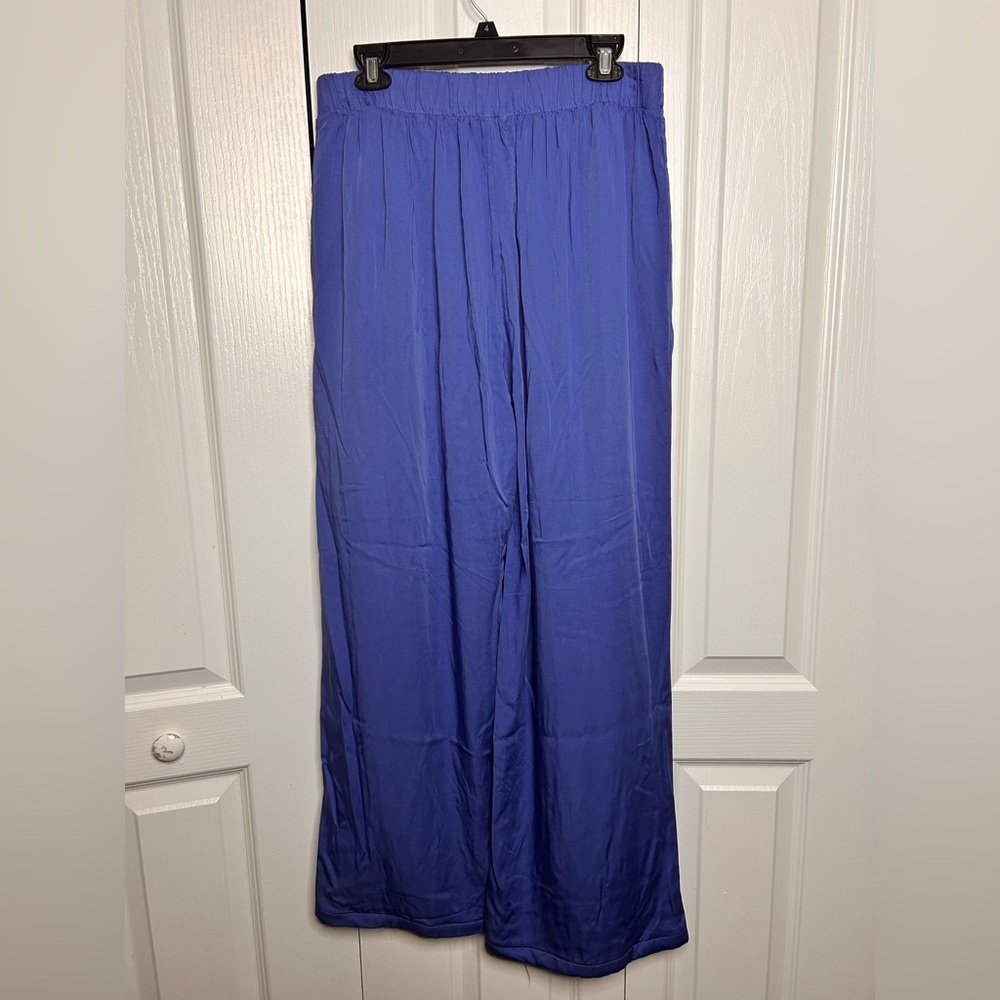 Cloth & Stone Women Large Blue High Rise Wide Leg Pull on Pants Ecovero - Picture 3 of 5